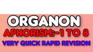 Organon Aphorism 12345678 very quick Rapid revisionfoot note of aphorism of organon [upl. by Hazlip387]