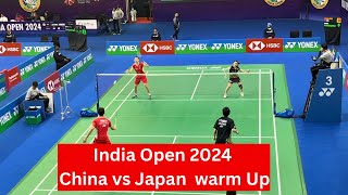 Yuki Kaneko  Misaki Matsutomo vs Jiang Zhen  Wei Ya  India Open 2024  Warm up before Match [upl. by Anilak]