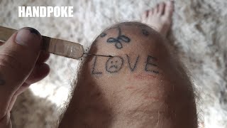 STICK AND POKE TATTOOS  HANDPOKE  TATUAJE CON AGUJA CASERO [upl. by Enneirda]