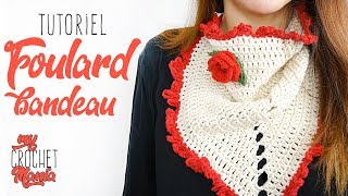 TUTO CROCHET COMMENT FAIRE UN FOULARD OU BANDEAU TRES FACILE NIVEAU DEBUTANTE [upl. by Barren]