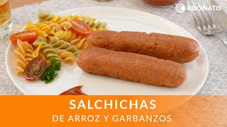 Cómo hacer SALCHICHAS VEGANAS 🌭 Salchichas de ARROZ y GARBANZOS 🍚 Cocinatis [upl. by Leigha]