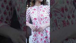 1497YKWHITE Yash Gallery Womens Rayon Floral Printed Short ALine Kurti kurtionline yashgallery [upl. by Enael]