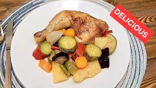 Best Baked Chicken Legs and Vegetables Youll Ever Have [upl. by Kakalina]