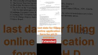 PhD application form filling date extended l HPU l Online application form date increased [upl. by Carothers]