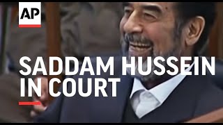 Saddam Hussein in court says on hunger strike turbulent scenes [upl. by Aissat]