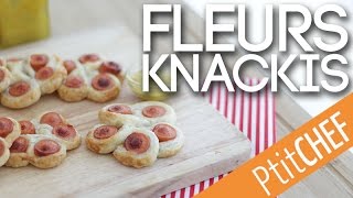 Recette de fleurs feuilletées aux Knackis  Ptitchefcom [upl. by Florentia]