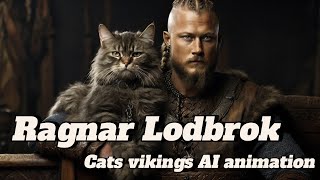 Ragnar Lodbrok Cats vikings  AI Animation Viking music [upl. by Einreb]