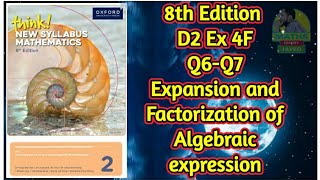 Q6Q7  Ex4F  D28th edition  Expansion and factorization of algebraic expressions [upl. by Reinwald]