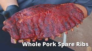 Smoked Spare Ribs Recipe  Whole Pork Spare Ribs on Ole Hickory Smoker [upl. by Laehpar]