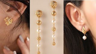 Stud Gold Earrings Designs with Price and Weight  Gold Studs Designs Indhus Jewellery collection [upl. by Lamrert]