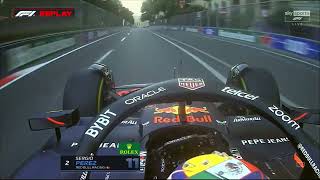 Sergio Perez near crash with Carlos Sainz Azerbaijan GP 2024 FP2 [upl. by Elraet997]