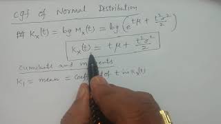 cgf of Normal distribution Cumulants and Moments of Normal distribution  BSc Statistics [upl. by Rici]