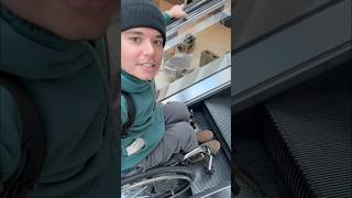 Going down the escalator backwards in my wheelchair ♿️ escalator wheelchair life lifehacks [upl. by Lrub]