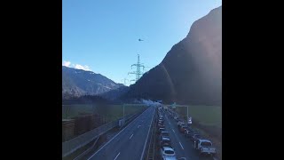 Flammen und Rauch auf der A14 bei Bludenz [upl. by Lerner]