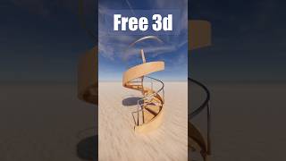 Spiral wooden staircase  free 3d model for interior design [upl. by Pironi]