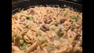 Dollar Tree 4 ingredients Alfredo Pasta Broccoli amp Sausage  Southern Sassy Mama [upl. by Donavon]