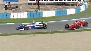 Formel 1 1997 Spanien  Schumacher und Villeneuve Kollision Deutsch Kommentar [upl. by Ambrosi956]