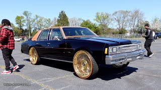 WhipAddict 79 Chevrolet Impala Box Chevy Custom Brandywine Paint on All Gold Spoke 26s [upl. by Retepnhoj]