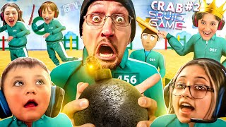 Last one holding it  BOOM FGTeeV Fam plays Crab Games 2 Best Squid Game Video Game [upl. by Anirak]