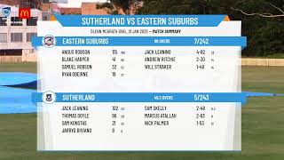 NSW Premier Cricket  First Grade Belvidere Cup  Round 11  Sutherland v Eastern Suburbs  Day 2 [upl. by Goeger873]