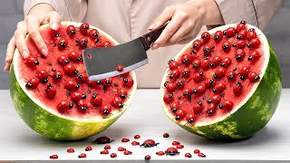 Stop Motion Cooking Make beetle mukbang salad from watermelon ASMR Unusual Cooking Funny Videos [upl. by Ashok]