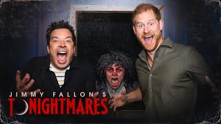 Prince Harry Visits Jimmy Fallons New Haunted Maze Experience quotTonightmaresquot  The Tonight Show [upl. by Damha53]