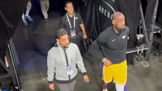 LeBron James leads Laker players for tunnel walkouts vs Warriors NBA preseason game in Vegas 👀 [upl. by Yoccm]