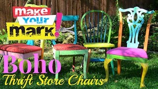 How to Boho Thrift Store Chairs DIY [upl. by Ollopa]