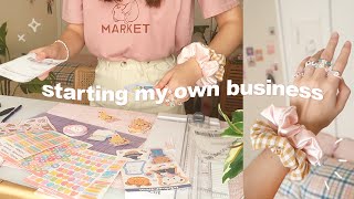 starting my own business 🧸 preparing for shop launch designing stickers scrunchies jewelry art [upl. by Martin]