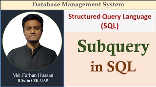 Lec 71  Subquery in SQL  SQL  DBMS  Bangla Tutorial [upl. by Samalla]