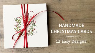 12 Easy DIY Christmas Card Ideas Ink  Watercolor [upl. by Llednew]