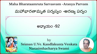 MahaBharatam Aranya Parvam Ch92 by Kandlakunta Venkata Narasimhacharya swami [upl. by Nawuj]