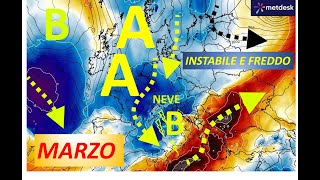 METEO  IN TERZA DECADE PERIODO INSTABILE E PIU FREDDO CON MALTEMPO E NEVICATE SUI RILIEVI [upl. by Eixirt408]