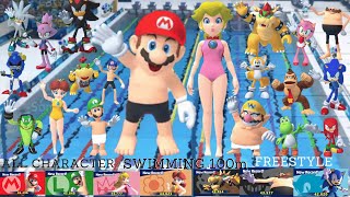 Mario amp Sonic Olympic Games At The Tokyo 2020 Swimming 100m Freestyle All Character [upl. by Drofniw547]