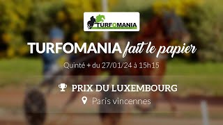 Turfomania Pronostic Quinté du Samedi 27 Janvier 2024 [upl. by Kask]