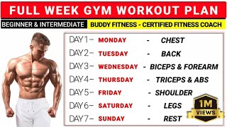 Full Week Gym Workout Plan  Gym Workout Plan  BuddyFitness [upl. by Siari]