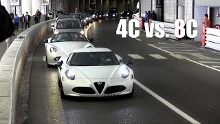 Alfa Romeo 4C vs 8C Spider in Monaco [upl. by Erdua398]