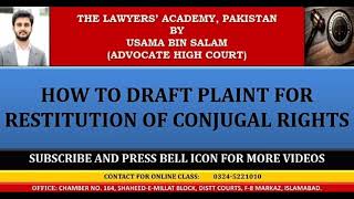 How to Draft Plaint For Restitution of Conjugal Rights [upl. by Folger809]