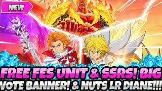 BREAKING NEWS FREE FESTIVAL UNIT amp SSRS HUGE VOTE BANNER amp INSANE LR DIANE 7DS Grand Cross [upl. by Lasala698]