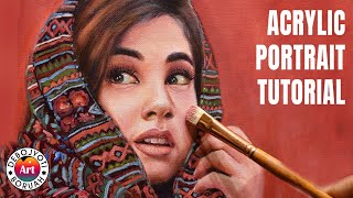 Acrylic Portrait Painting Tutorial  Portrait Painting for Beginners on Canvas by Debojyoti Boruah [upl. by Dranyl]