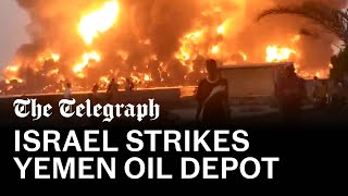 Flames seen across Middle East as Israel strikes Yemen [upl. by Dleifniw667]