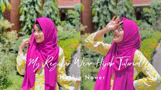 My Daily Wear Hijab Tutorial  Criss Cross Hijab Tutorial with Diamond Georgette  Noshin Nower 💕 [upl. by Pratt81]