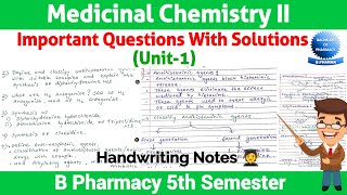 Medicinal chemistry 5th semester important questions with solution ll Unit 1 ll Pharma lectures ll [upl. by Aicineohp]