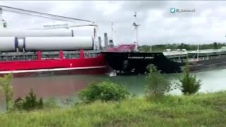 Video shows two ships colliding on Welland Canal [upl. by Trilbie]