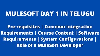 MuleSoft in Telugu  Prerequisites  Common Integration Requirements  Role of a MuleSoft Developer [upl. by Slinkman]