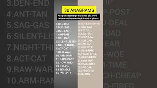 30 ANAGRAMS anagrams englishgrammar [upl. by Candida]