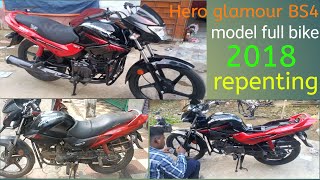 Hero glamour BS4 model full bike repenting  Mamajee Colouring ♥️ video bike modify [upl. by Goldi]