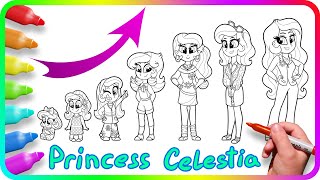 Coloring Pages EQUESTRIA GIRLS  Princess Celestia Growing Up  How to color My Little Pony [upl. by Siloa926]