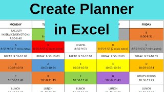 Create Daily Weekly Planner in Excel [upl. by Lina]