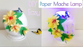 Easy Paper Mache Lamp With Balloon Paper Flower Vase Paper CraftsBest out of waste [upl. by Eimaraj]